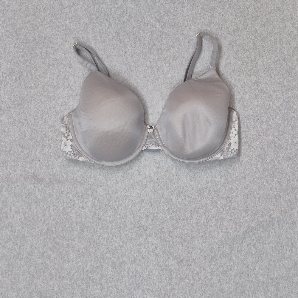 Victoria's Secret Women Bra 34DD Gray T Shirt Underwired Lace Strap